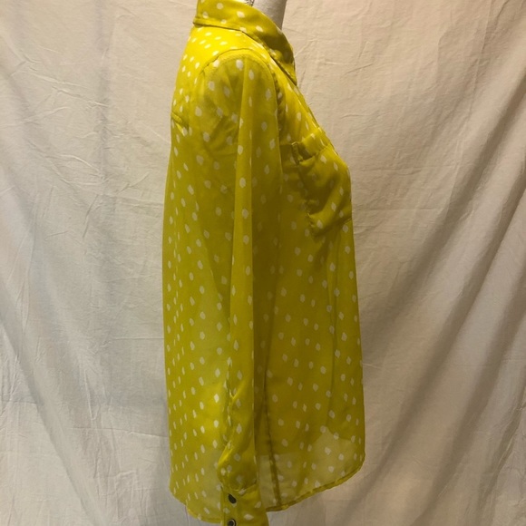 Mudd Yellow sheer polka dot blouse - Picture 8 of 10